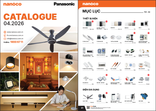 Catalogue thiết bị điện Panasonic và thiết bị điện Nanoco 2026 mới nhất
